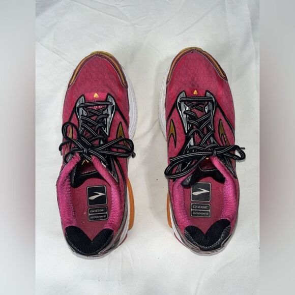 Brooks Women's Shoes Brooks Ghost 7 Running Sneaker - Size 7 Pink Orange Black - Picture 2 of 5